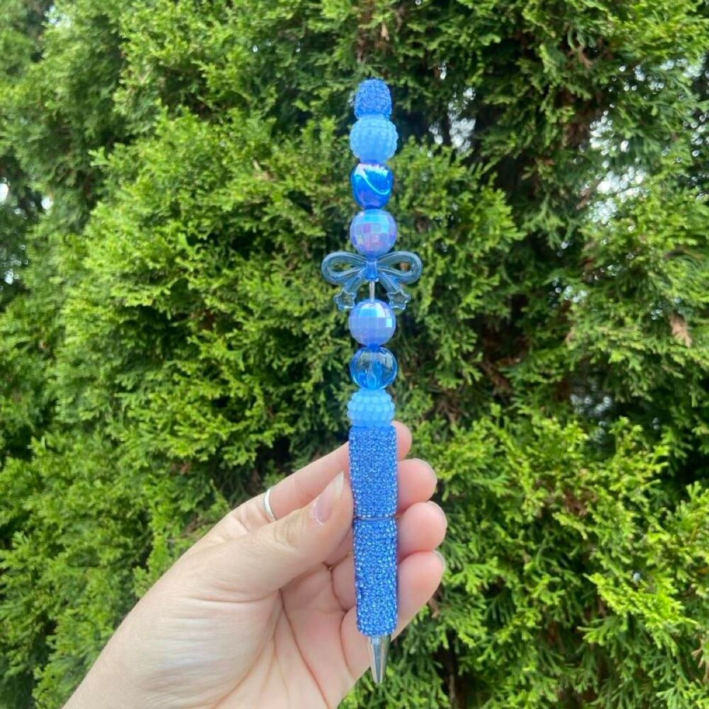 Bright Blue Beaded Pen